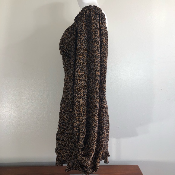 Ted Baker Wyatte Animal Print V-Neck Balloon Sleeve Ruched Bodycon Mini … - Picture 5 of 11